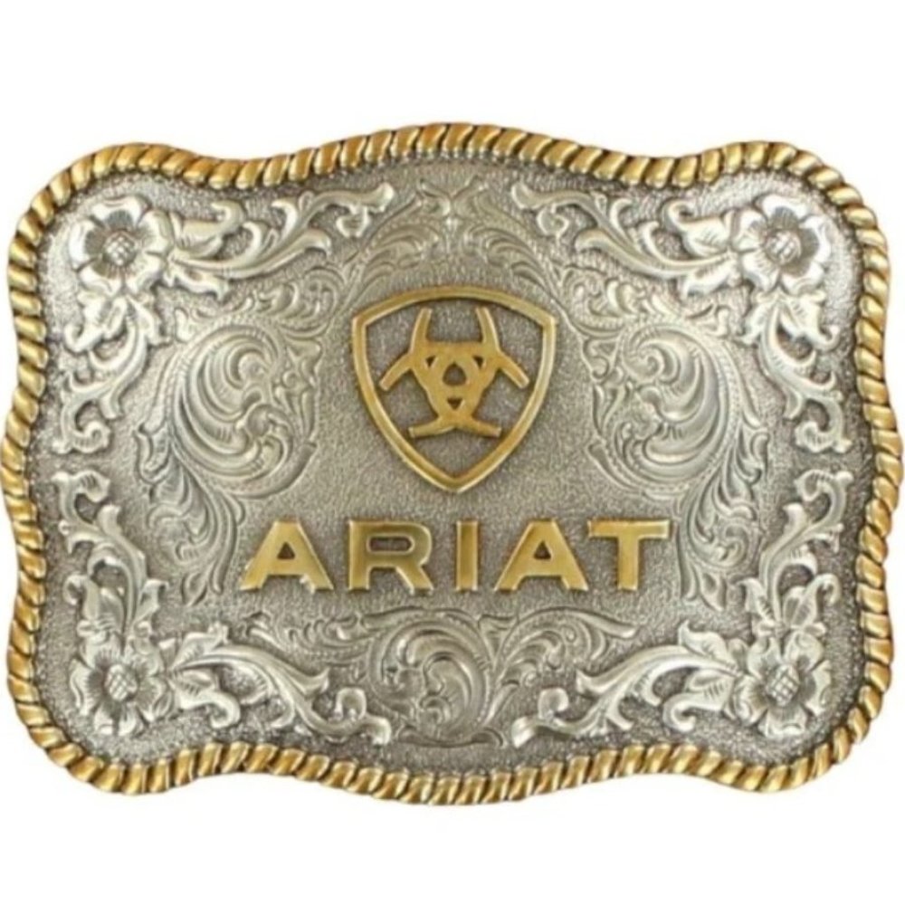 Ariat Antique Silver and Gold Belt Buckle - Picture 1 of 1
